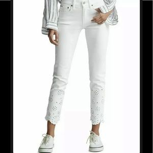 NWT Polo Ralph Lauren Womens The Tompkins Mid Rise Skinny Crop Jeans White Sz 29